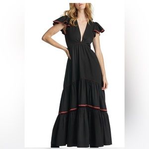 Sachin & Babi Paloma Plunge Neck Cotton Maxi Dress in Black